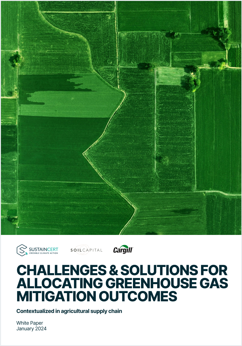 White paper cover on GHG mitigation in agriculture with abstract landscape image.