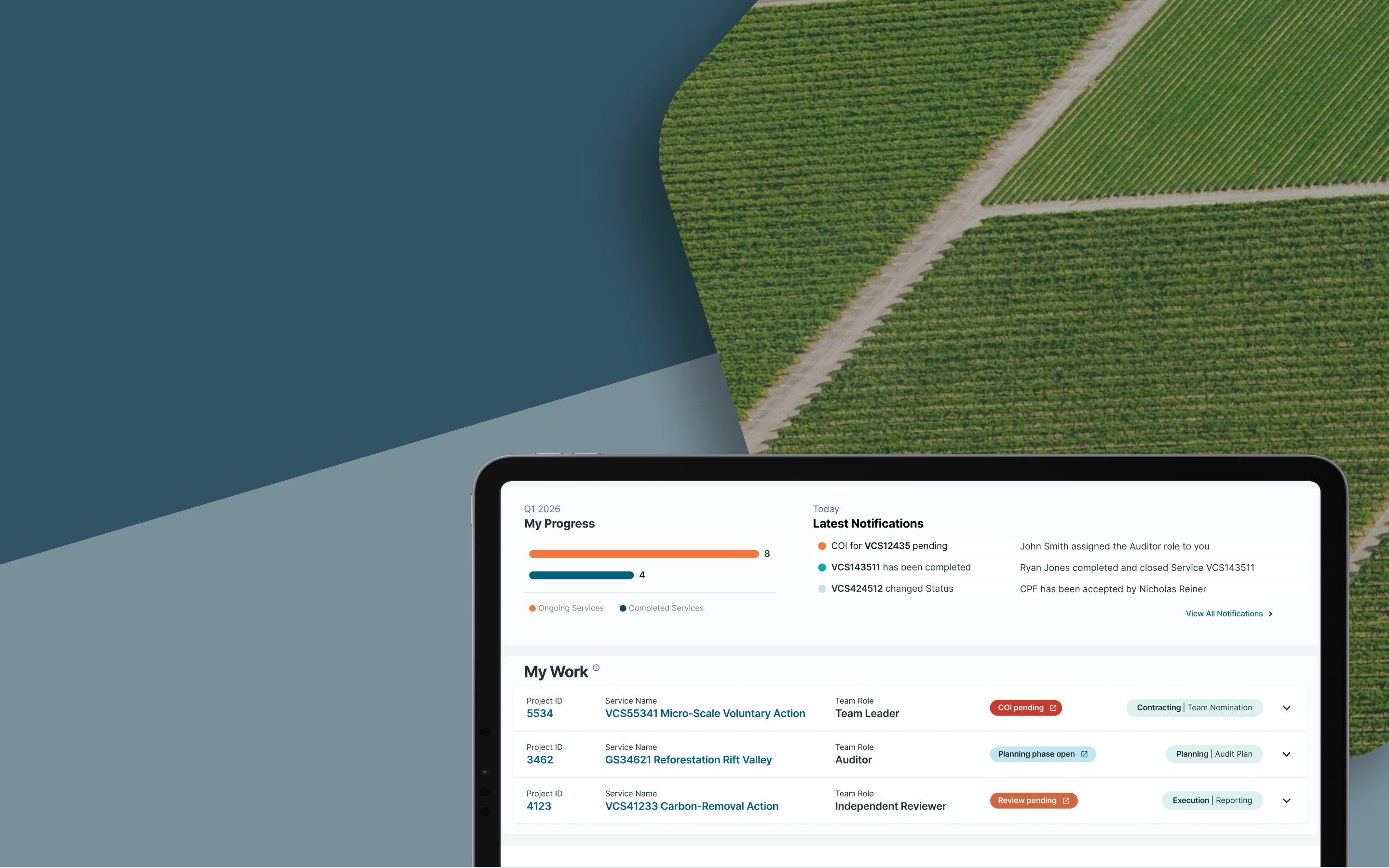 Platform for carbon verification with field background